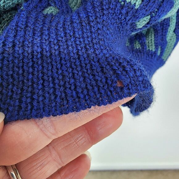 Vintage Embassy Row Geo Knit Sweater Size XL Merino Wool Blue Green Retro 80s - Picture 10 of 14